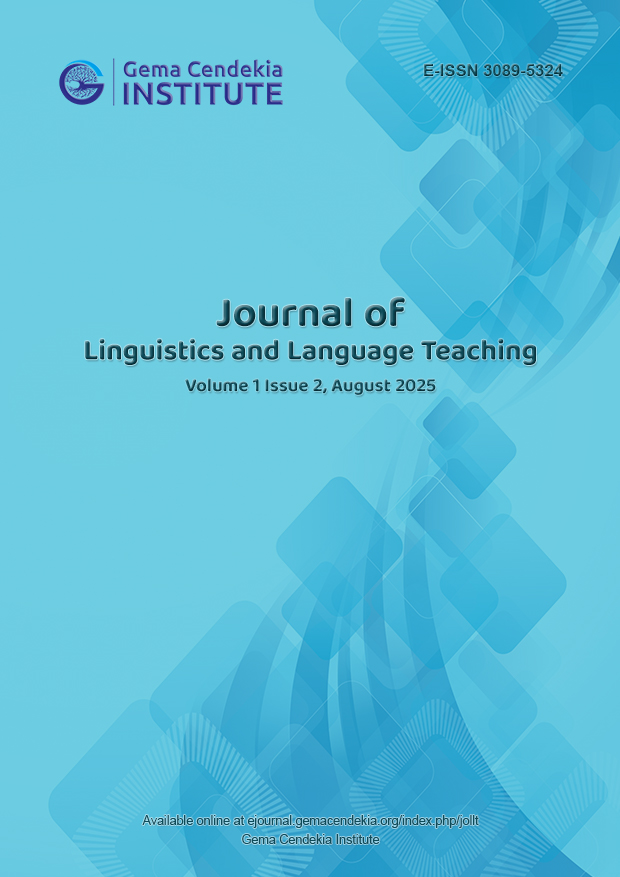					View Vol. 1 No. 2 (2025): Journal of Linguistics and Language Teaching, August 2025
				