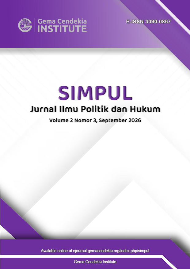 					View Vol. 2 No. 3 (2026): SIMPUL: Jurnal Ilmu Politik dan Hukum, September 2026
				